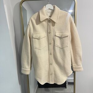 Wilfred Ganna Jacket 100% Merino Wool Ivory Cream Tone Button Closure Size Small